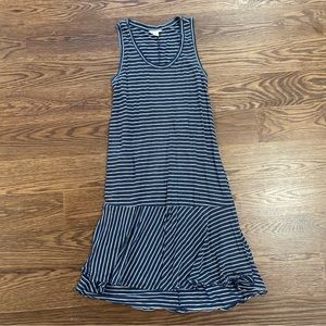 Caslon Drop Waist Jersey Dress in Navy & White Stripe - Petite